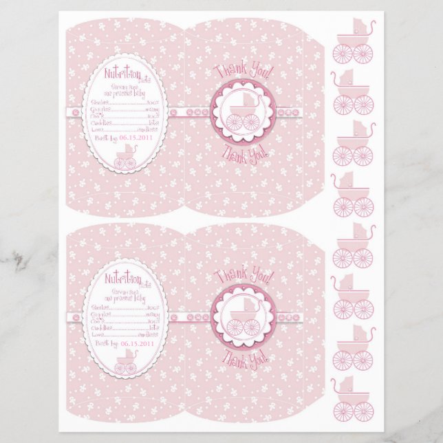 Sweet One Girl Mini Puff Box Template Flyer (Vorne)