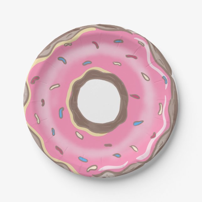 Sweet One Girl Pink Donut Birthday Pappteller (Vorderseite)