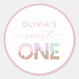 Sweet One Ice Cream Birthday Gefallen Sticker