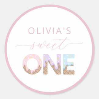 Sweet One Ice Cream Birthday Gefallen Sticker