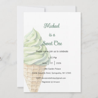 Sweet One Invitation, Ice Cream One Party Einladung