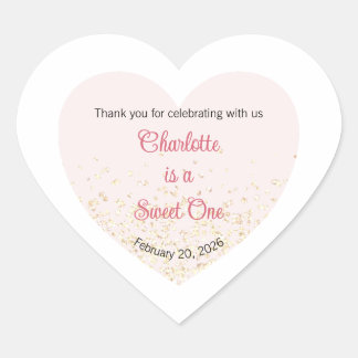 Sweet One Labels, Sweetheart One Party, Heart Herz-Aufkleber