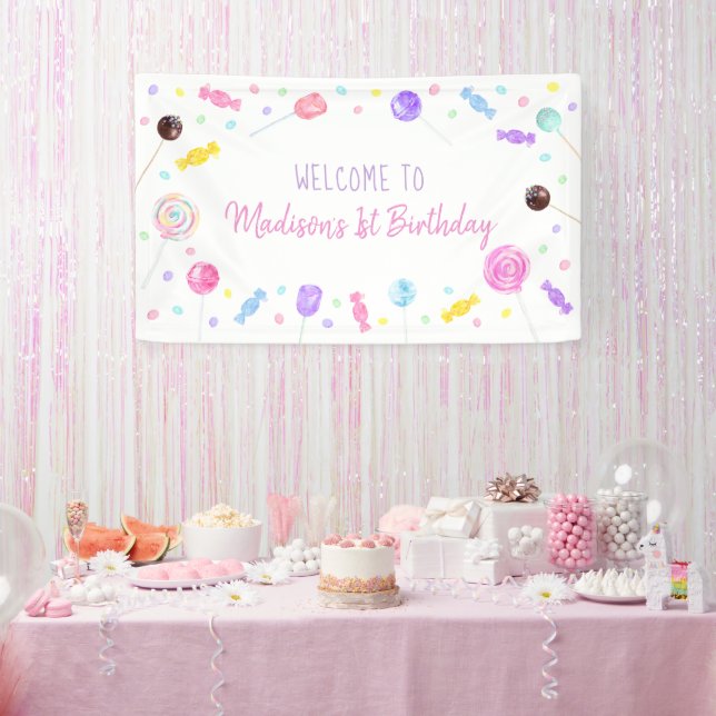 Sweet One Lollipop Candy Birthday Banner (Party)