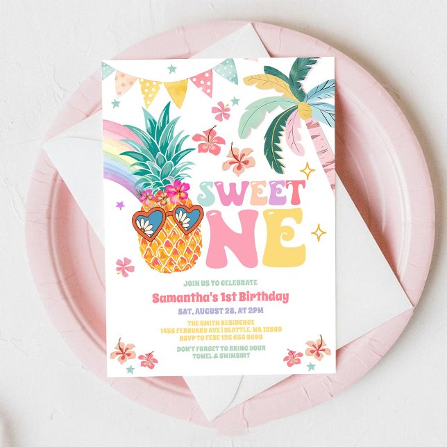 Sweet One Luau Pinaapple Summer 1st Birthday Einladung (Von Creator hochgeladen)