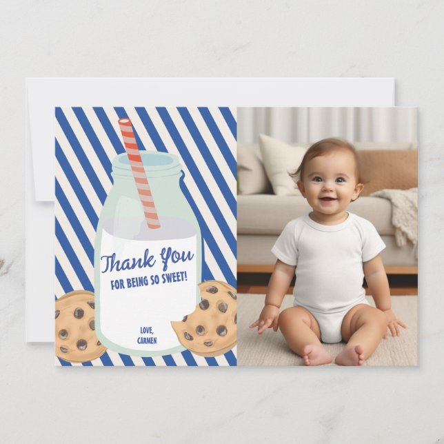 Sweet One Milk Cookie Geburtstag Dankeskarte (Vorderseite)