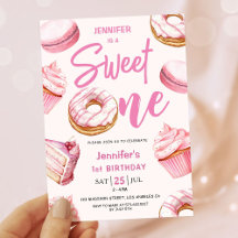 Sweet One Niedlich Donuts Pink Girl 1. Geburtstag