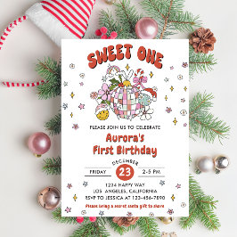 Sweet One Niedlich Groovy Ball Geburtstagsparty Einladung