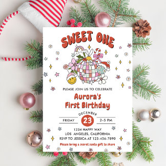 Sweet One Niedlich Groovy Ball Geburtstagsparty Einladung