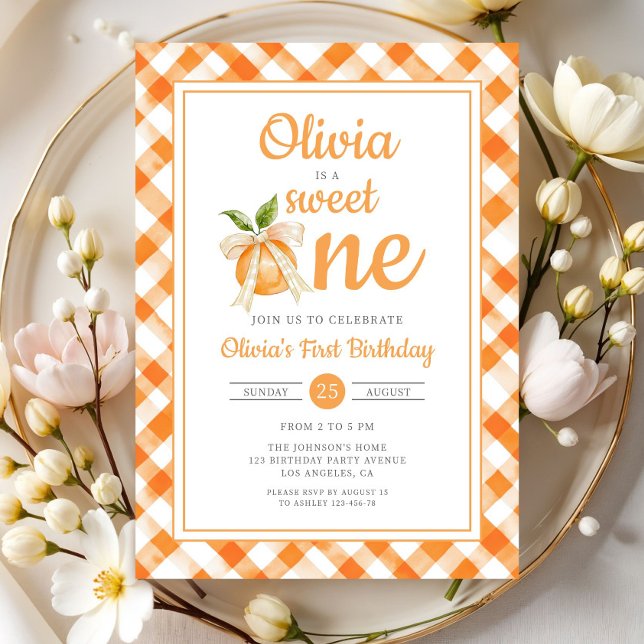 Sweet One Orange Citrus 1st Birthday Einladung (Sweet One Orange Citrus 1st Birthday Invitation)