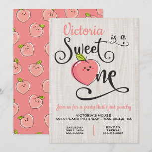 Sweet one Peach Birthday Party Einladung