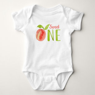 Sweet One Peach Watercolor 1. Geburtstagsmädchen  Baby Strampler