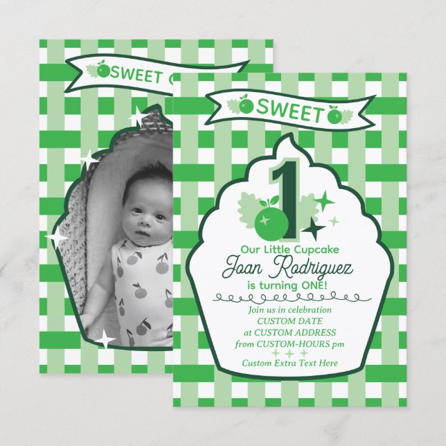 Sweet One Photo Invitations Flat Thank You Card Dankeskarte (Vorne/Hinten)