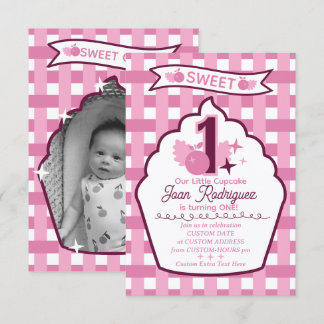 Sweet One Photo Invitations Flat Thank You Card Dankeskarte