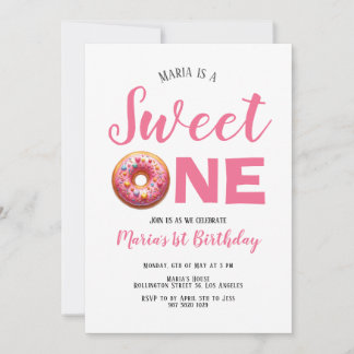 Sweet One Pink Donut 1. Geburtstag Einladung