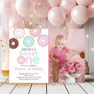 Sweet One Pink Donut Erster Geburtstag Einladung