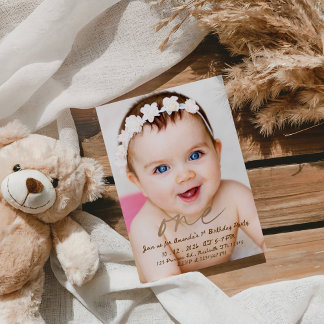 Sweet One Pink First Birthday Party Einladung