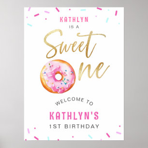 Sweet One Pink Gold Donut Erster Geburtstag Willko Poster