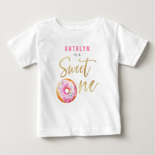 Sweet One Pink Gold Donut Girl zum Geburtstag Baby T-shirt