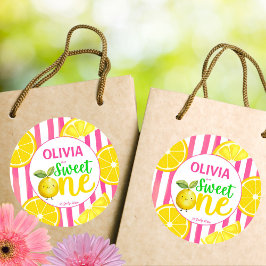 Sweet one pink lemonade Geburtstagsparty Runder Aufkleber