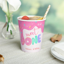 Sweet One Pink Zuckerguss Girl's First Birthday Pappbecher