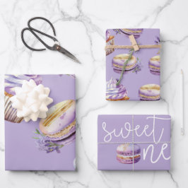 Sweet One Schöne Lila Süßigkeiten Geschenkpapier Set
