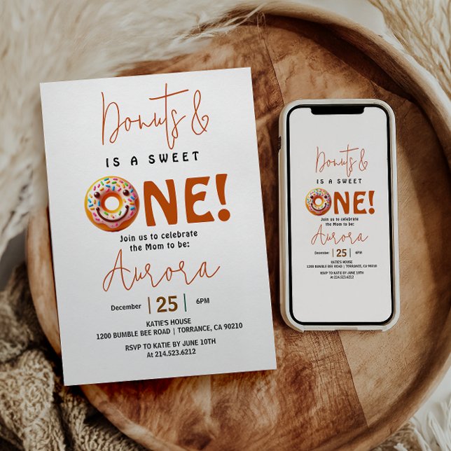 Sweet One Water color niedlich donuts 1. Geburtsta Einladung (Von Creator hochgeladen)