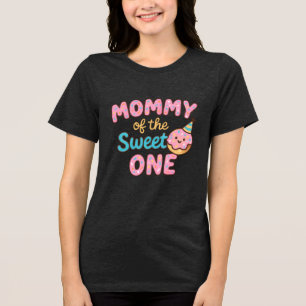 Sweet One's Mommy - Niedliches Donut Birthday Desi Tri-Blend Shirt