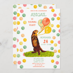 Sweet Otter farbenfrohe Balloons Geburtstag Einladung