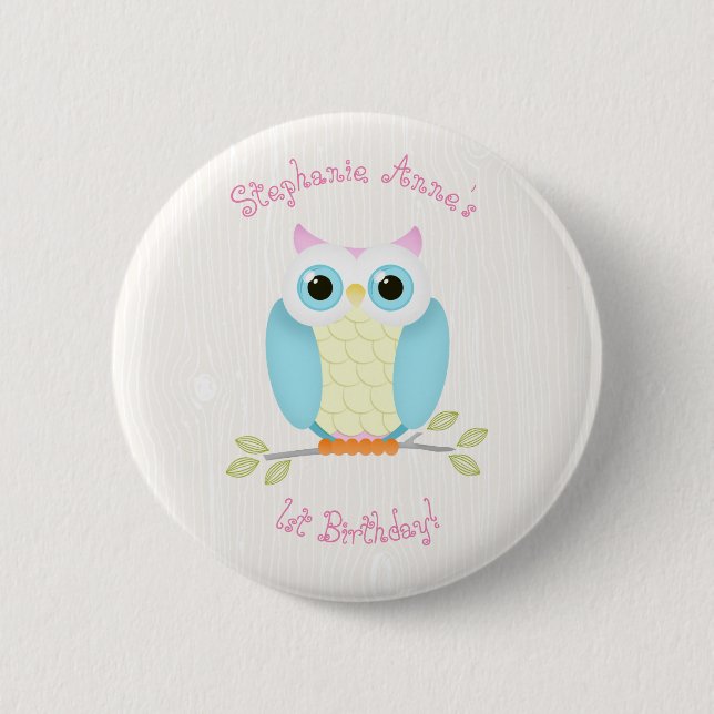 Sweet Owl Birthday Button (Vorderseite)