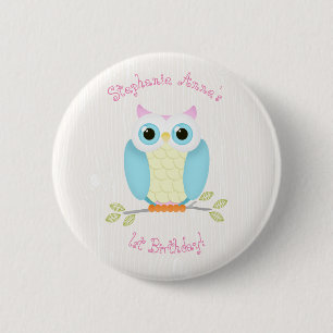 Sweet Owl Birthday Button