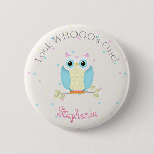 Sweet Owl Birthday Button