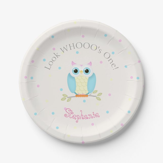 Sweet Owl Birthday Pappteller (Vorderseite)
