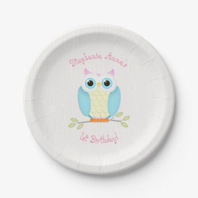 Sweet Owl Birthday Pappteller (Vorderseite)