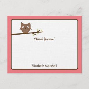Sweet Owl Dankeschön Karte (Rosa)