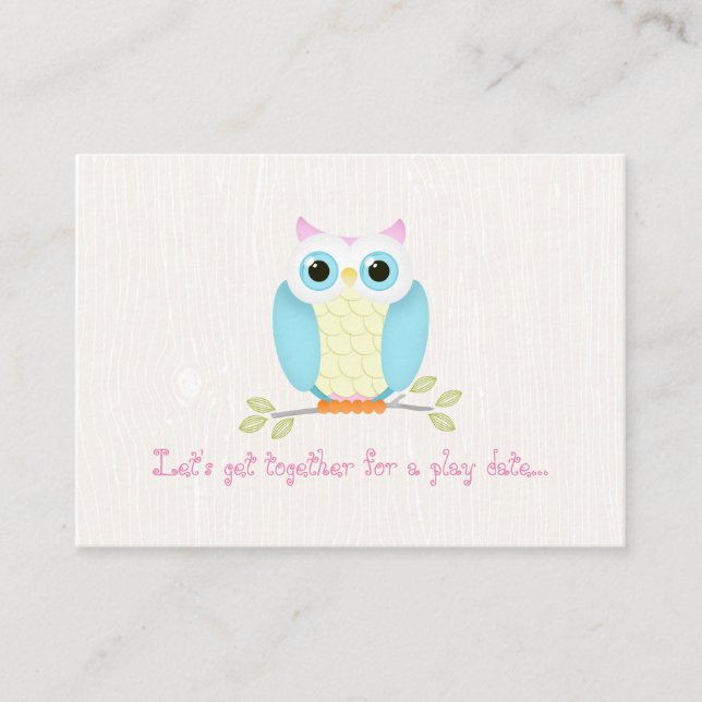Sweet Owl Play Date Cards Telefonnummerkarte (Vorderseite)