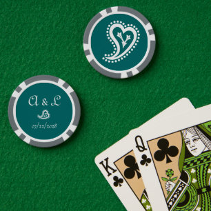 Sweet Paisley Hearts Aquamarin Pokerchips