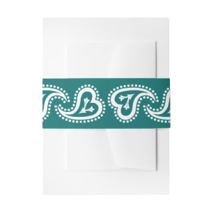 Sweet Paisley Hearts in Aquamariner Einladung Bauc Einladungsbanderole