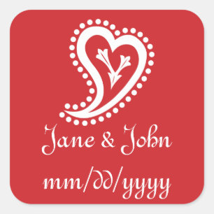 Sweet Paisley Hearts in Cherry Sticker