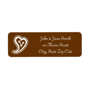 Sweet Paisley Hearts in Chocolate Address Label