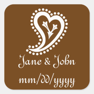 Sweet Paisley Hearts in Chocolate Sticker