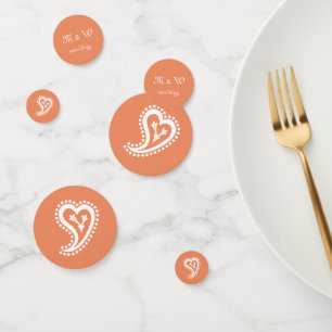 Sweet Paisley Hearts in Coral Table Confetti Konfetti