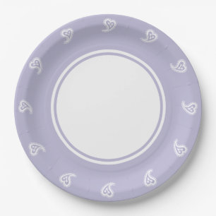 Sweet Paisley Hearts in Lavender Paper Plate Pappteller