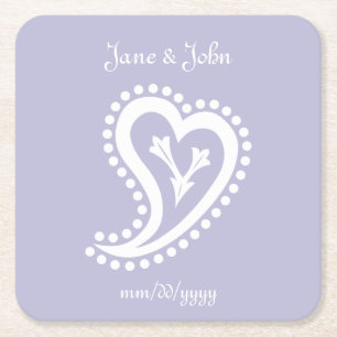 Sweet Paisley Hearts in Lavender Paper Untersetzer