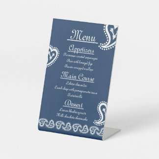 Sweet Paisley Hearts in Navy Pedestal Sign Sockelschild
