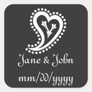 Sweet Paisley Hearts in Schwarz Sticker