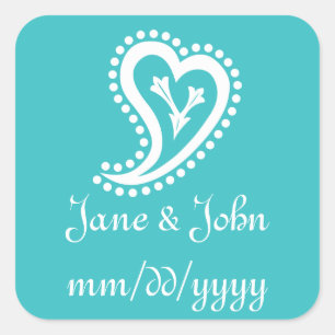 Sweet Paisley Hearts in Türkis Sticker