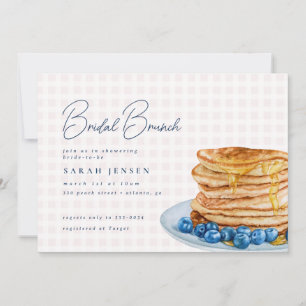 Sweet Pancake Pink Gingham Brautparty Brunch Einladung