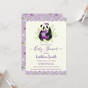 Sweet Panda Bear Baby Duschvorrichtung Lilac Einladung