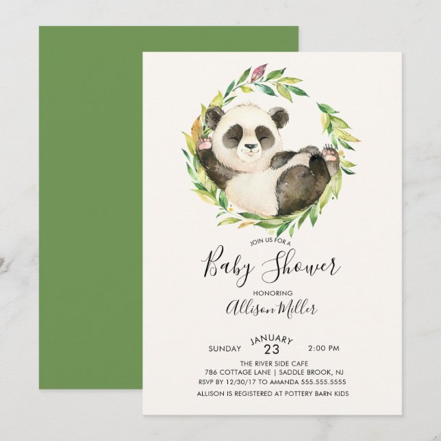 Sweet Panda Bear Baby Shower Einladung (Vorne/Hinten)