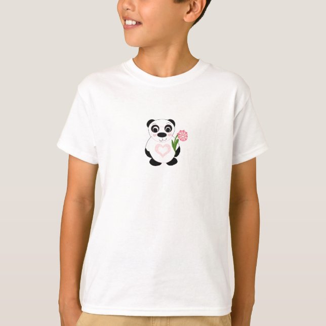 Sweet Panda Bear mit Blume T-Shirt (Vorderseite)